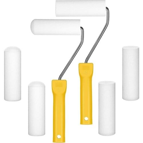 Hot XD-8 Paint Roller Tool Kit 4 Inch Foam Paint Roller Trim Roller Mini Roller Frame for Home Wall Ceilings Painting Supplies