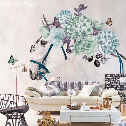 Tuya Art black and white horse art mural wallpapers for living room bedroom wall decor wallpapers discount