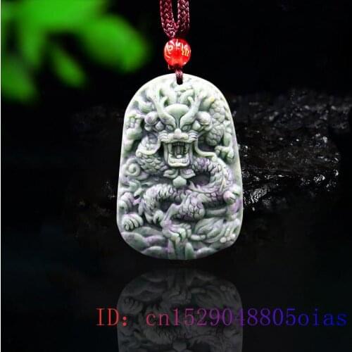 Jade Dragon Pendant Jewelry Natural Amulet Gifts Fashion Women Necklace Charm Gemstone Chinese Carved Accessories