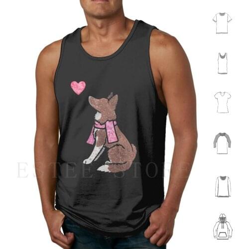 Watercolour Border Collie ( Red ) Tank Tops Vest Sleeveless Border Collie Prick Eared Border Collie Red Border Collie