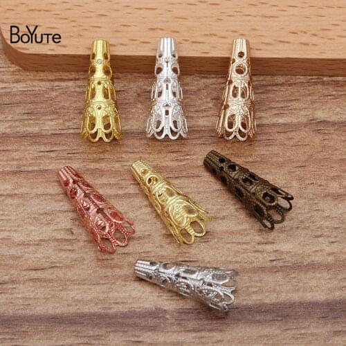 BoYuTe (100 Pieces/Lot) 9*22MM Metal Brass Filigree Tube Flower Bead Caps Diy Hand Made Jewelry Accessories Wholesale