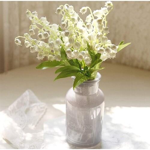 Mini Artificial Bell Orchid Flower Branch Real Touch Plastic White Fake Florals Aquatic Plants Home Party Wedding Decor Flowers