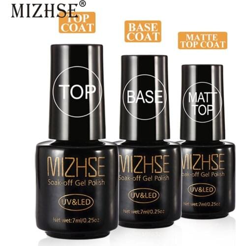 MIZHSE 7ml Base and Top Coat Gel Nail Polish UV Nail Primer Matt Top Coat Esmalte Semipermanente Gel Lacquer Nail Art Manicure