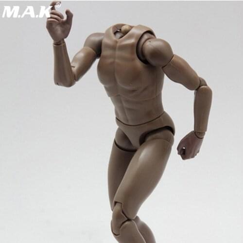 1/6 Scale Male Body Model V4-M Dark Skin Tone With Neck Muscular Man Body For 12" Action Figure Doll Accessories