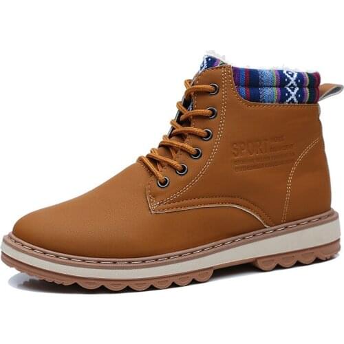 Genuine Leather Men Military Boots Casual Work Shoes Brown Autumn Winter Handmade Fashion Male Ankle Boots Army Bot