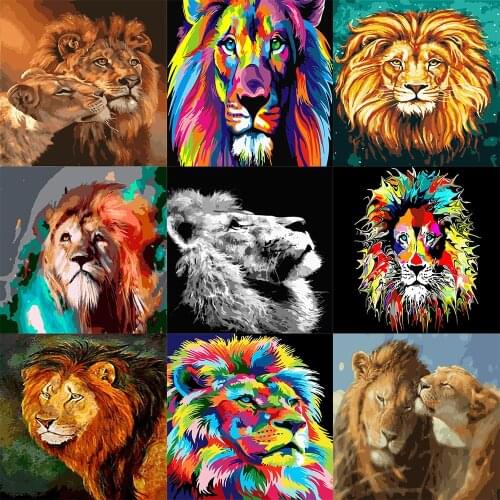 Colouring Lion DIY Painting By Numbers Animal Modern Wall Art Picture Acrylic Paint On Canvas For Home Decor Artwork