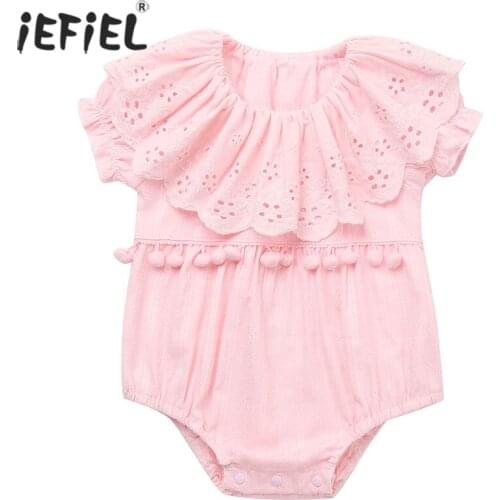 New Style Fashion Newborn Toddler Kids Girl Clothes Lace Ruffle Sleeveless Bodysuit Floral Jumpsuit Baby Clothing Outfit Sunsuit