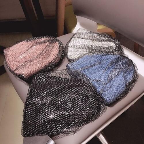 Autumn Winter All Match Sexy Black Mesh Skullies Hats Women Kknitted Beanies Hat Bonnets Korea Street Fashion Warm Caps 4 Colors