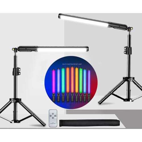 Portable RGB Colorful LED lights Stick Fill Light Handheld/Light Stand 2-Use Type Photography Lamp With Remote Control Function