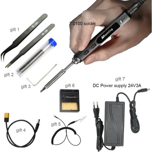 TS100 Mini Portable Smart Programmable Electric Soldering Iron Digital LCD Display Original Replacement Tip High Frequency+GIFT