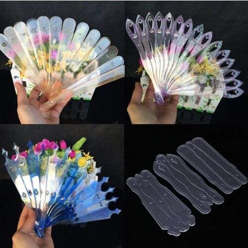 Silicone Mold DIY Crafts Fan Rib Shaped Mirror Jewelry Making Resin Decorative Dried Flower Resin Decorative DIY Hand Crafts