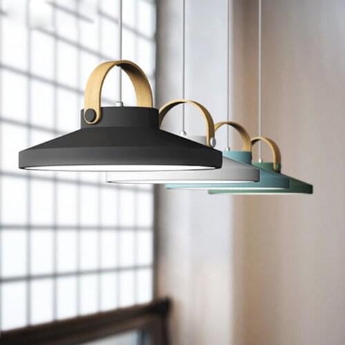 Nordic Indoor Hanging Lamp Fixture Modern Led Pendant Lighting Luminaire Kitchen Dining Room Suspension Light Imitation Wood Bar