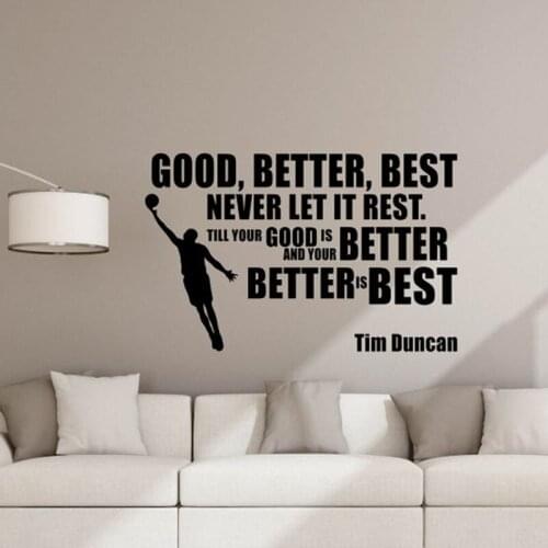 Tim Duncanl Quote Wall Decals Basketball Poster Player Sign Gym Removable Sticker Fitness Decor Home Playroom Wall Mural N139