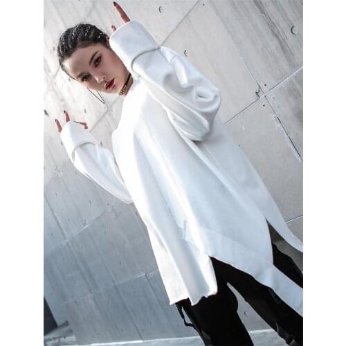 Europe and the United States Irregular Patchwork Hoodie BF wind autumn winter new fat MM womens clothing personality Split