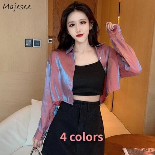 Cropped Shirts Women Spring Sun Protection 4 Colors Simple Streetwear Students Chic All-match Popular Ulzzang Female Blusas Ins