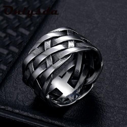 Vintage Weave Stainless Steel Mens Women Rings Simple for Girl Boyfriend Jewelry Creativity Gift Anel Wholesale Supplier