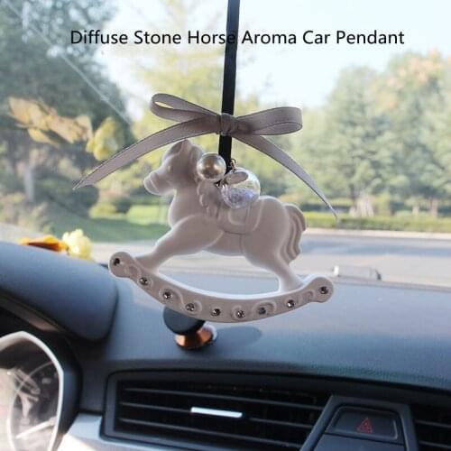 High Quality Plaster Womens Car Decoration Souvenir Horse Car Rearview Mirror Aroma Pendant Car Interior Accessories