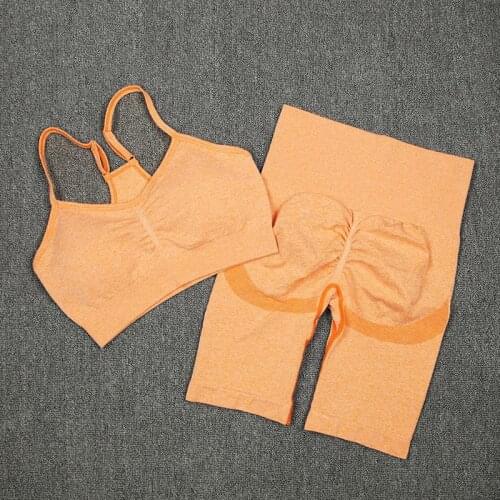 2021 Womens Tracksuit Summer Seamless 2pcs Shorts Set Gyms Yoga Suit Sport Bra With High Waist Shorts Running Fitness Leggings