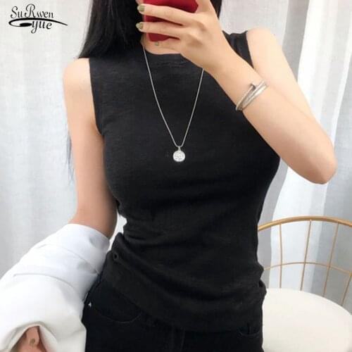 2021 New Korean Vests Women Top O-neck Solid Tank Summer Fashion Female Sleeveless Casual Thin Tops Blusas Mujer De Moda 9267 50