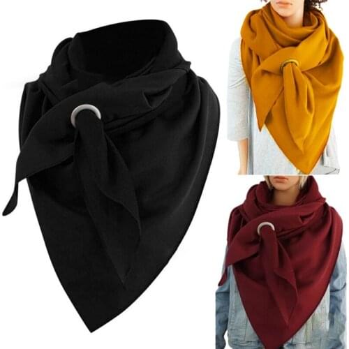 Winter Thicken Warm Large Triangle Scarf with Hole Ring Simple Solid Color Neck Warmer Cold Weather Blanket Shawl Wrap