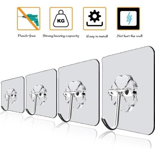 1PC Strong Self Adhesive Hook Transparent Invisible Cartoon Hook Door Wall Kitchen Hangers Hooks Heavy Load Rack Cup Suction