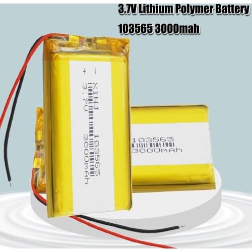 103565 Rechargeable 3.7V 3000mAh Li-polymer Battery 65x35x10mm Li-ion Polymer Batteries For GPS PSP POS Machine E-book