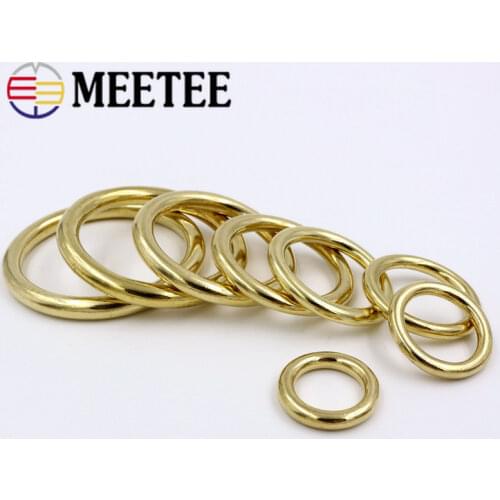 2pcs Solid Brass O Rings Dog Collar Webbing Metal Buckles Key Chain Rings Saddle Harness Belt Snap Hooks DIY Leather Craft