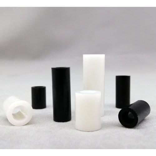 50pcs M3 M4 M5 M6 M8 Inner Diameter 3 4 5 6 8mm White Black Nylon ABS Round Hollow Non-Threaded Column Washer Standoff Spacer