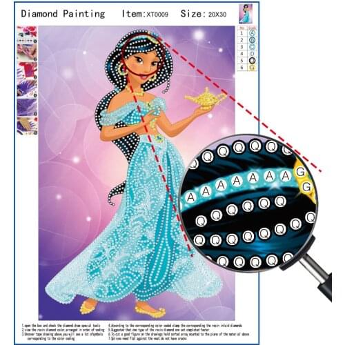 5D Diamond Painting Disney Aladdin Princess Jasmine Cross Stitch Embroidery Handmade Art Mosaic Partially Drill Decor Gift
