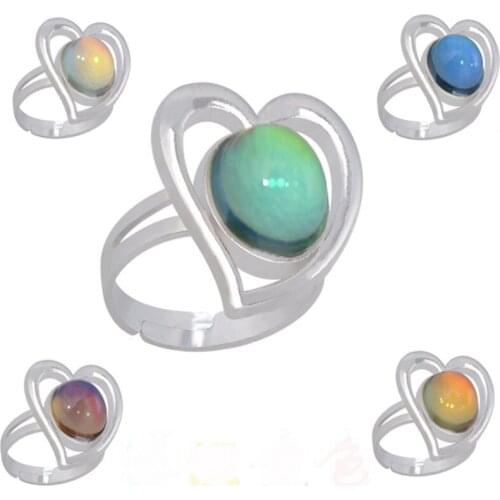Hollow heart mood ring mix design change color ring to the temperature of your blood 12pcs/lot