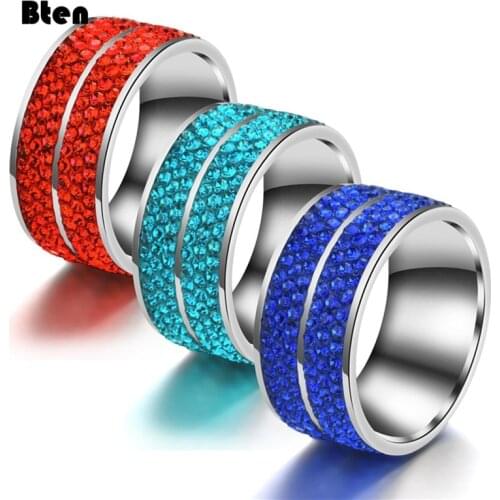 Bten Top Quality 2021 Fashion Ring CZ Female Rhinestone Rings Stainless Steel Full Crystals Ring Jewelry Charm Women