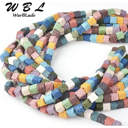 8mm 10mm Natural Volcanic Rock Beads Square-shape multi color Lava Rock Stone Loose Beads DIY Necklace Bracelets Jewelry Making