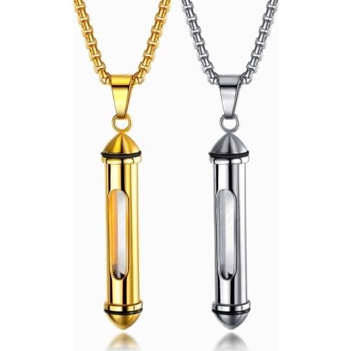 2020 punk gold color Removable glass bottle pendant necklaces for men fashion stainless steel chain jewelry hip hop accessories