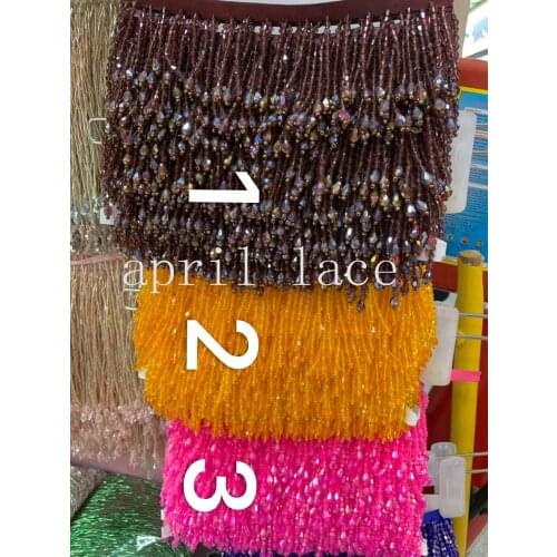 Cou009# 10 yards/bag 5 cm width 6 color pendents beads ribbon fringe tassel for decorative/wedding bridal ball gown dress