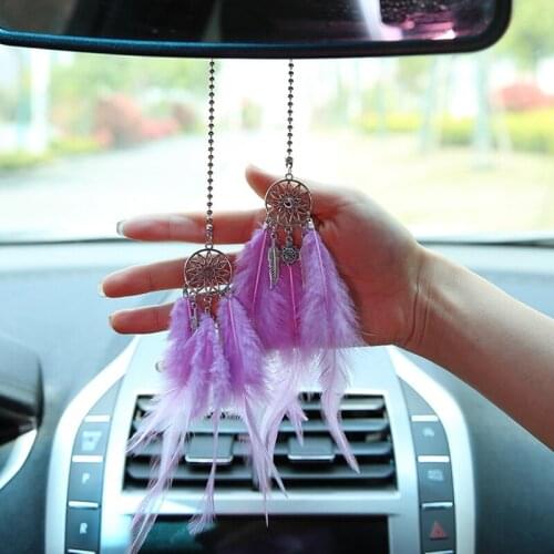 Color Feather Car Hanging Ornaments Fashion Feather Dream Catcher Pendants Car Interior Decorations Holiday Gift for Girl