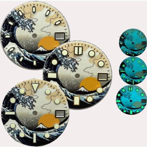 Watch Parts 28.5mm Kanagawa Dial Luminous Marks Date Window Suitable For NH35 Automatic Movement