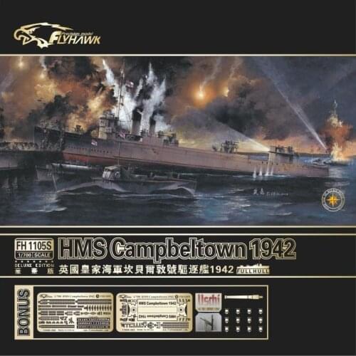 Flyhawk FH1105S 1/700 HMS Destroyer Campbeltown 1942 (Deluxe Edition) - Scale model Kit