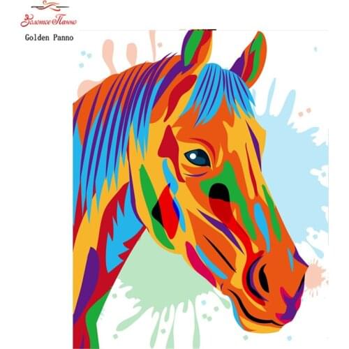 Golden Panno,DIY DMC 11CT 14CT completely Cross stitch,A beautiful color horse,wall decoration