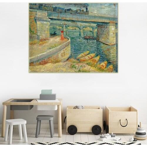 Citon Van Gogh《Bridges across the Seine at Asnieres》Canvas Art Oil Painting Artwork Poster Picture Wall Decor Home Decoration