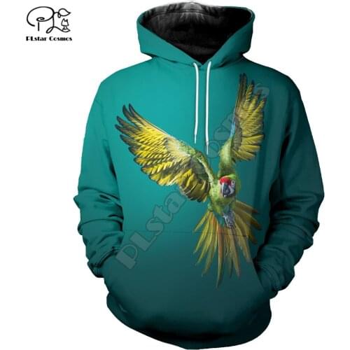 PLstar Cosmos Colorful Parrot 3D Printed Hoodies Casual Men/Women Zipper Hooded Funny Animal Unisex Brand Streetwear Apparel P31