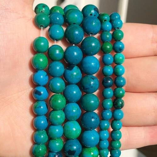 4/6/8/10/12mmNatural Chrysocolla Stone Beads Round Loose Spacer Beads For Accessories Jewellery Making Bracelet Necklace 15 inch