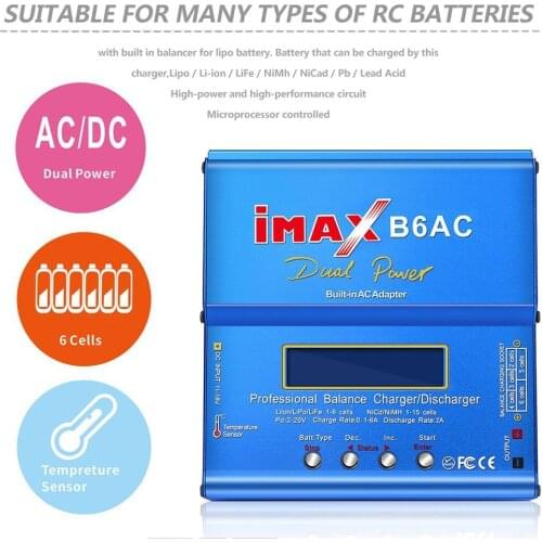 Hot! iMAX B6 AC B6AC Lipo NiMH 3S/4S/5S RC Battery Balance Charger + EU/US/UK/AU plug power supply wire New Sale
