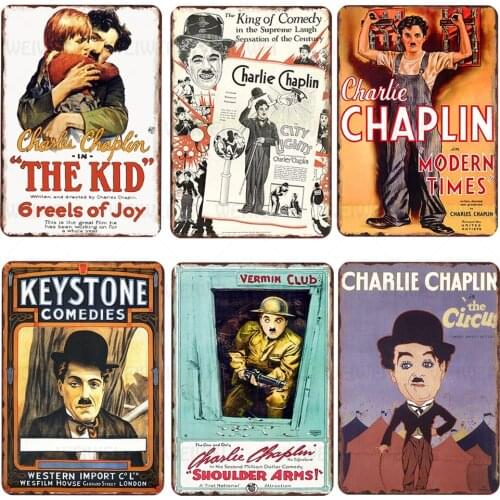 Chaplin Retro Metal Tin Sign Plate Cafe Bar Pub Club Plaque Shabby Chic Metal Tinplate Vintage Home Decor Poster