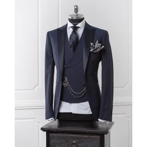 Latest Coat Pant Designs Navy Blue Wedding Suits for Men Terno Slim Fit 3 Piece Formal Tuxedo Custom Groom Prom Blazer Vestidos