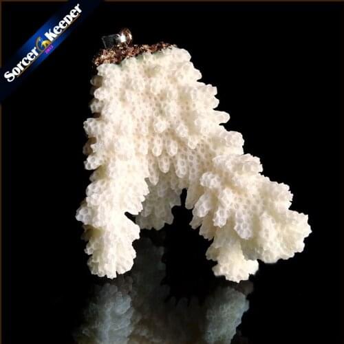 Natural Stone Raw White Coral Pendant Necklace Druzy Drusy Elestial Skeletal Cluster Specimen Fit Jewelry Making AA316