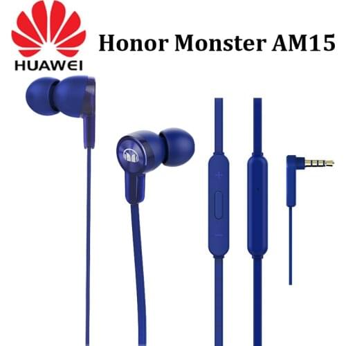 Original Huawei Honor Monster AM15 3.5mm In-Ear with Remote and Microphone Wire Control 1.2m For Xiaomi Huawei Mobile Phones