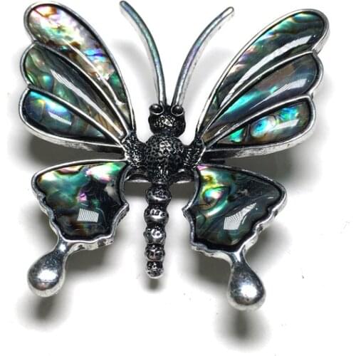 New Natural Shell Brooch Pin Necklace Butterfly Colorful Mother of Pearl Shell Pendants for Jewelry Making DIY Necklace 50x40mm