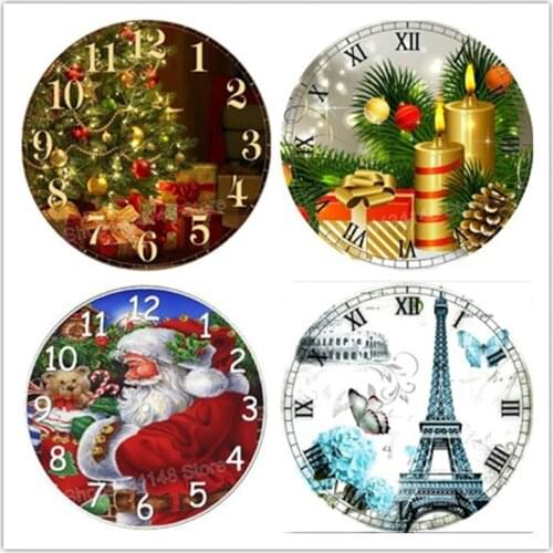 New 5d diy diamond painting clock kit Christmas full square diamond embroidery rhinestone mosaic sewing artwork 40x40cm