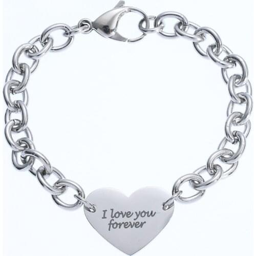 New stainless steel heart lettering charm chain bracelet fashion wedding birthday party gift jewelry for women drop shipping