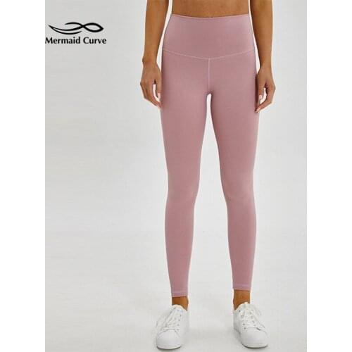 Mermaid Curve Skin-Friendly Nylon Fabric Nude Yoga Pants Women High-Waist Abdomen Tight Stretch Fitness Training Squat Leggings
